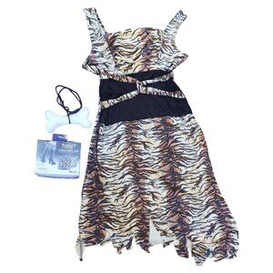 Cavewoman Outfit Woman's One Size (Dress, Boot Cuffs, Bone Necklace) Halloween